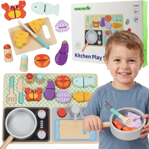Wooden Kitchen with Accessories for Little Chef