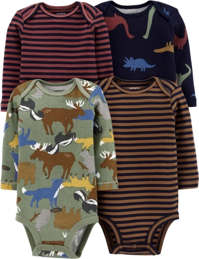 Carter's beebibodi pikkade varrukatega brown/navy, 4 tk, suurus 56 (NB)