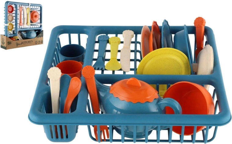 Laste nõudekomplekt nõuderestiga – plastist mängukomplekt