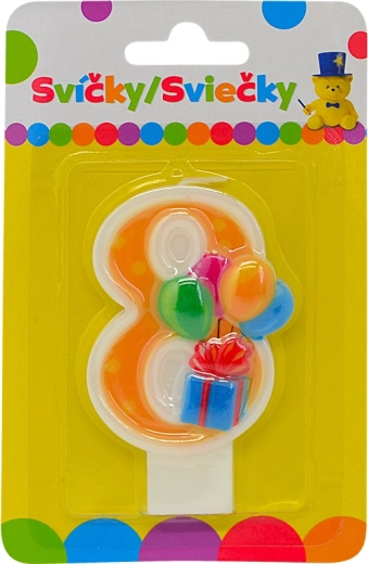 Birthday Candle Number 8 with Balloons
