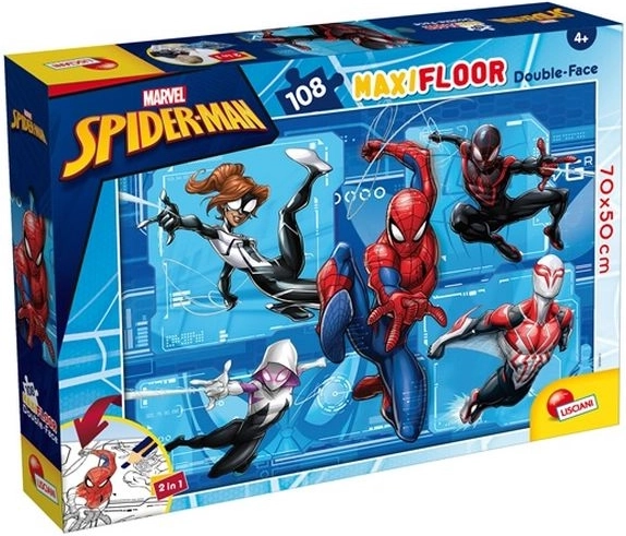 Lisciani Marvel maxi põrandapuzzle Spider-Man 108 tükki, kahepoolne