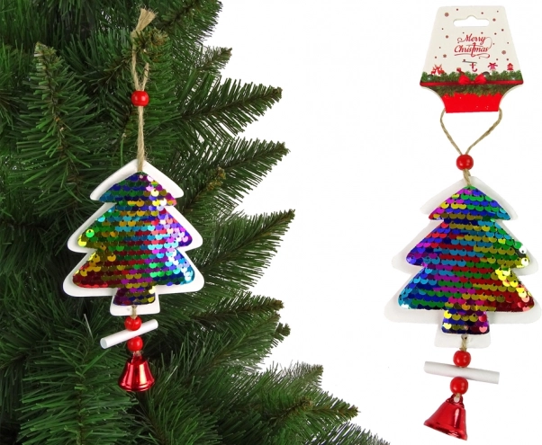 Christmas ornament – tree with sequins and bell