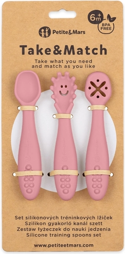 Petite&Mars silicone training spoons Take&Match dusty rose 3 pcs 6m+