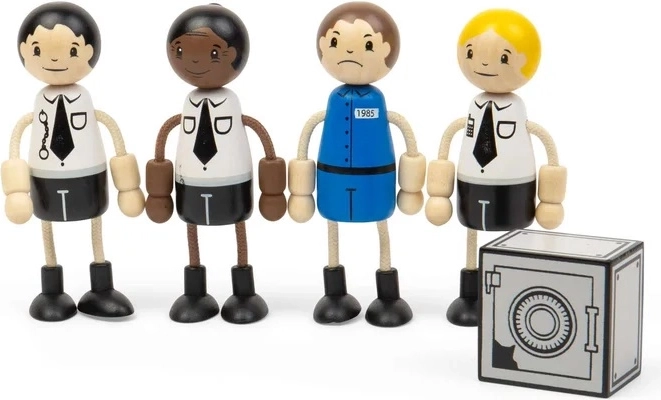 Tidlo Wooden Police and Robber Figures with Safe
