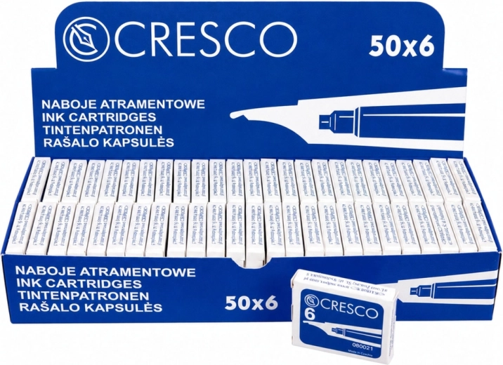 Cresco Sadpex täitesulepea tindikassetid sinised, 6 tk