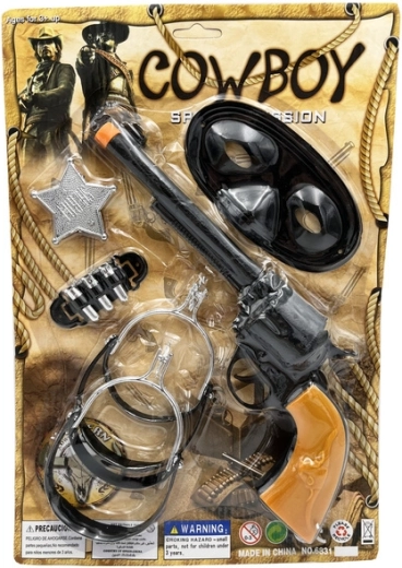Kovboikomplekt lastele – revolver, kabuur ja šerifi märk