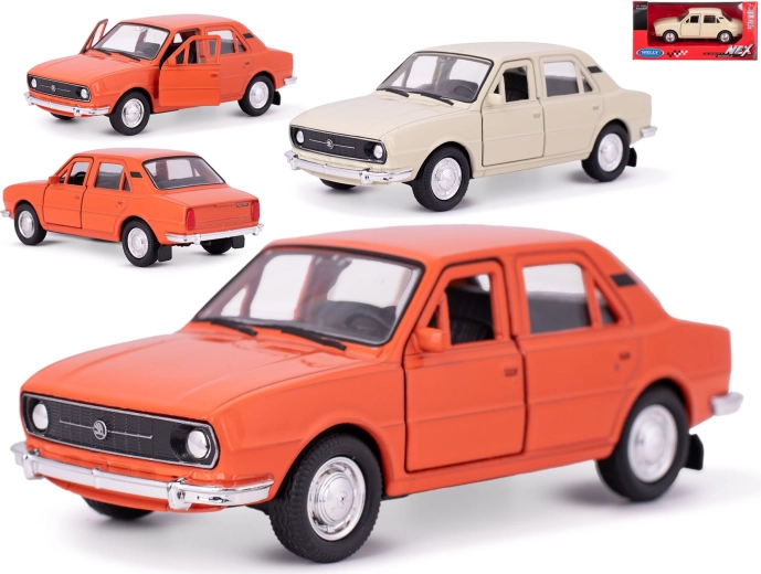 Metallist automudel Škoda 105L 1976 tagasitõmmatava vedruajamiga – Welly 1:36