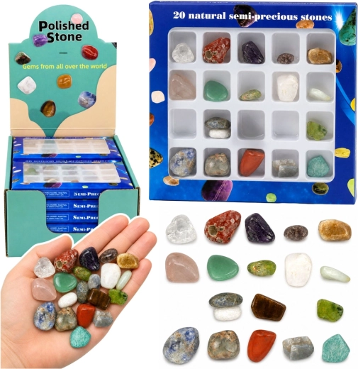 Semi-precious stone set – polished minerals (20 pcs)