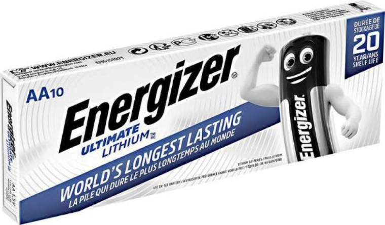 Energizer Ultimate Lithium AA sõrmepatareid, 10 tk