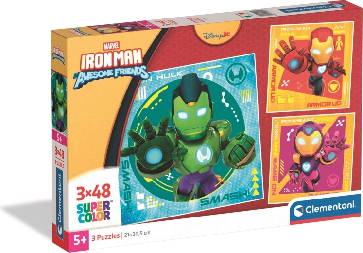 Pusle CLEMENTONI Iron Man ja hämmastavad sõbrad 3×48 tükki