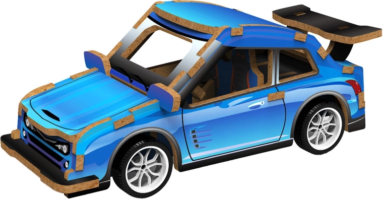 2Kids Toys 3D puidust kokkupandav sportauto, sinine