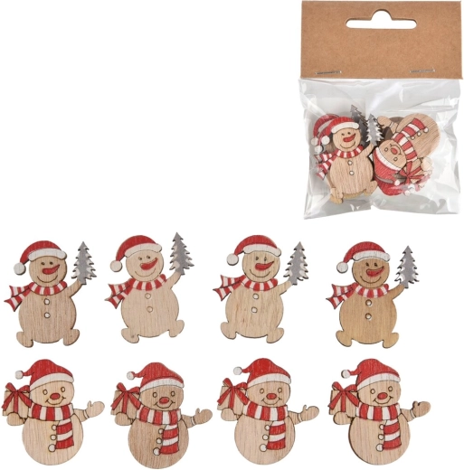 Puidust lumememmed, beežid – komplekt 8 tk, 3,5 cm