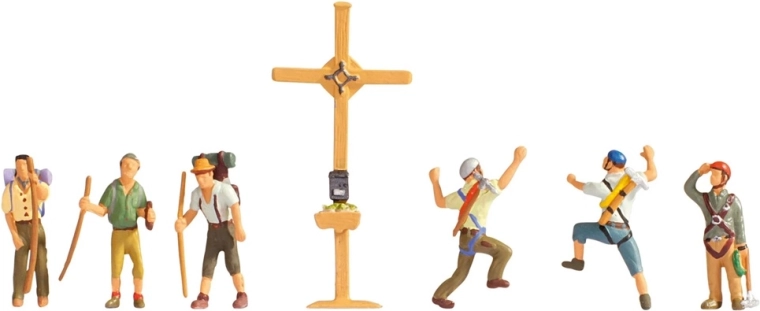 Noch figuuride komplekt mägimatkajad ja rist (H0)