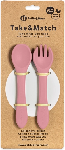 Petite&Mars silikoonist söögiriistad take&match dusty rose 6m+