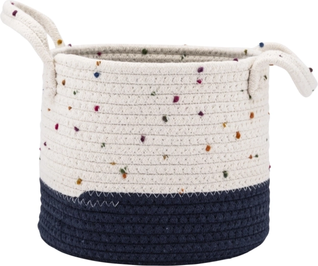 Punutud hoiukorv valge–tumesinine 22 × 22 × 18 cm