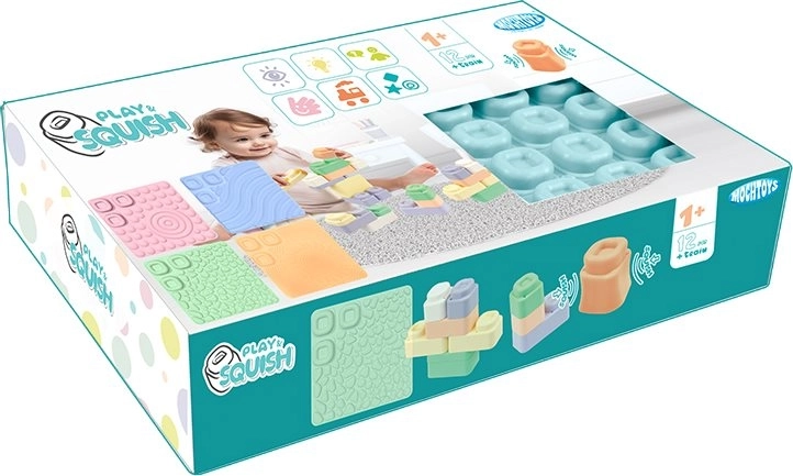 MOCHTOYS Play & Squish sensoorsed matid ja 24 pehmet klotsi