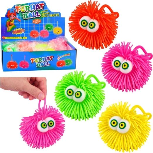 Helendav puffer-pall suurte silmadega LED-iga – antistressi sensoorne pigistamismänguasi, värvide segu