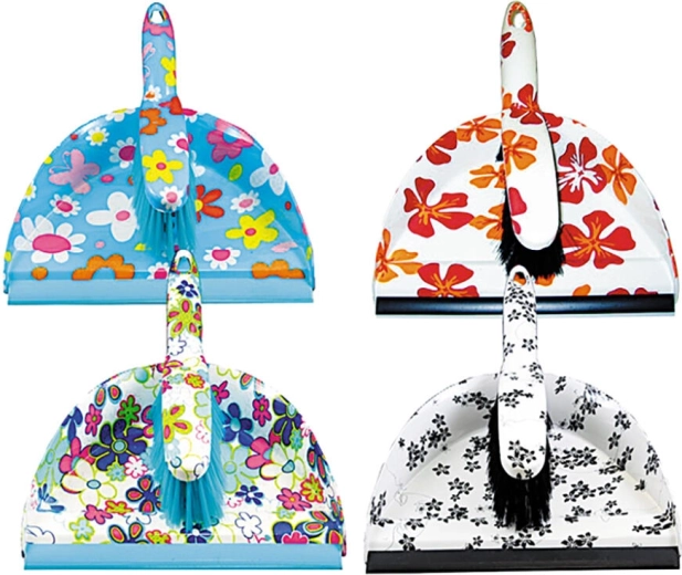 Hand brush and dustpan with rubber edge – mix of designs