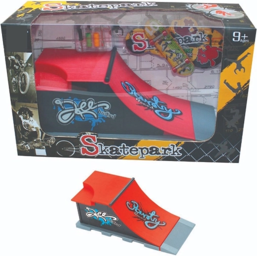 Skatepargi komplekt kaldtee, reili ja fingerboardiga