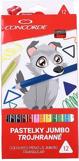 CONCORDE Jumbo Triangular Colored Pencils, 12 Colors