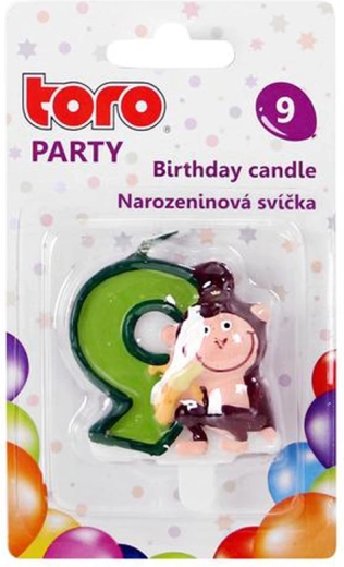 Birthday cake candle number 9 with monkey TORO 5 cm