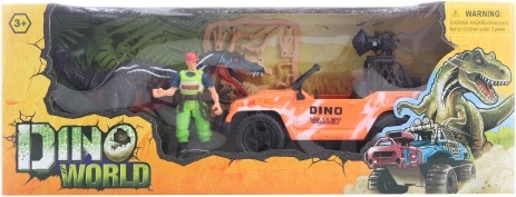 Dinosaurusega mängukomplekt maastikuauto ja figuuridega