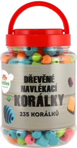 Värvilised puidust helmed plastpurgis 235 tk