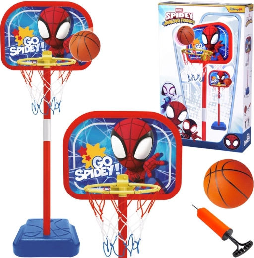 Korvpallikomplekt SPIDEY reguleeritava korvi ja 14 cm palliga