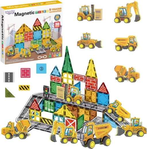Woopie Magnetic Construction Set with Construction Vehicles