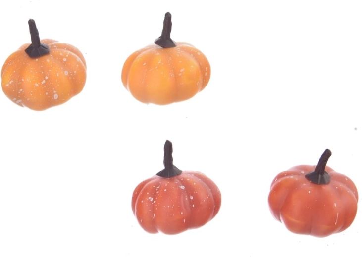 Decorative plastic pumpkins, orange, 4 pcs