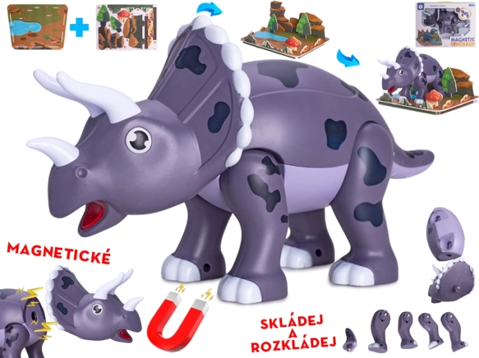 Magnetic Dinosaur Triceratops 28 cm – Building Set for Children