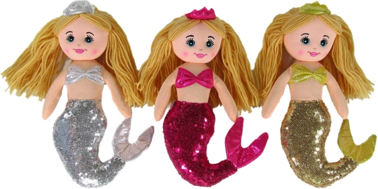 Textile mermaid doll with sequins - 1 piece