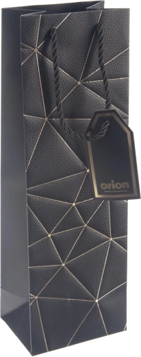 Gift paper wine bag with black grid pattern 12 × 9 × 36 cm