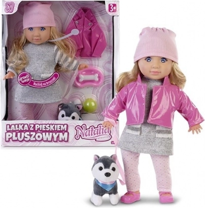 Nukk Natalia koos plüüskoerakesega 35 cm