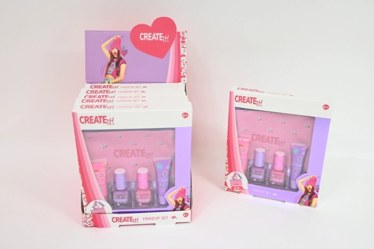 Create It! laste kosmeetikakomplekt roosa-lilla kosmeetikakotiga