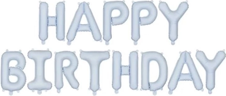 Fooliumõhupall Happy Birthday matt sinine 340 × 35 cm