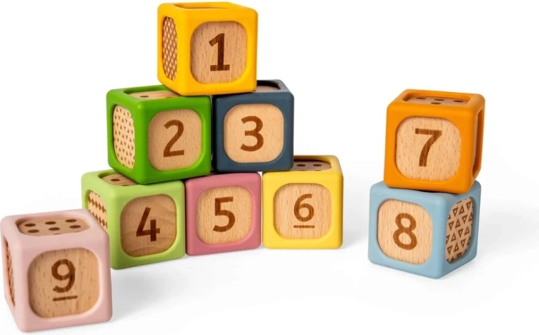 Bigjigs Toys Wooden and Silicone Sorting Blocks (9 pcs)