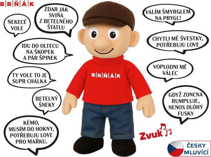 Brňák Talking Plush Doll Toy 32 cm, Battery-Powered