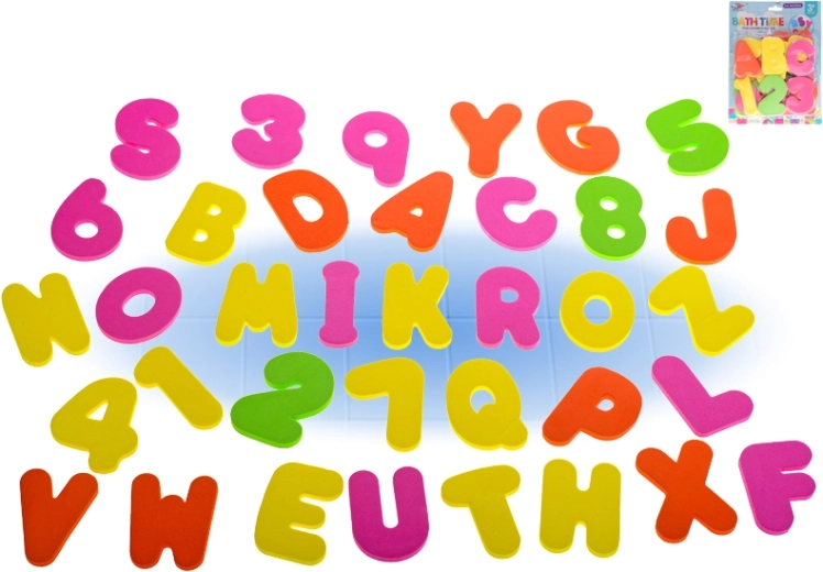 Foam letters and numbers for the bath – educational set of 36 pcs