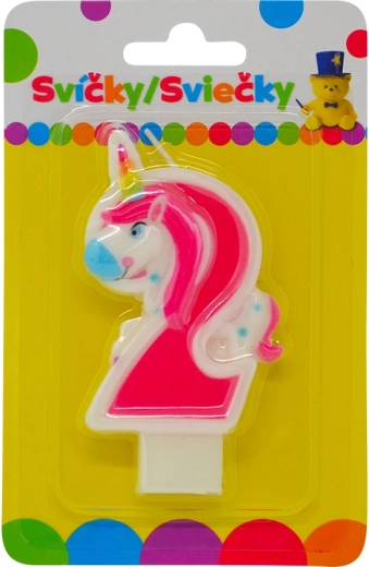 Birthday candle with unicorn – number 2