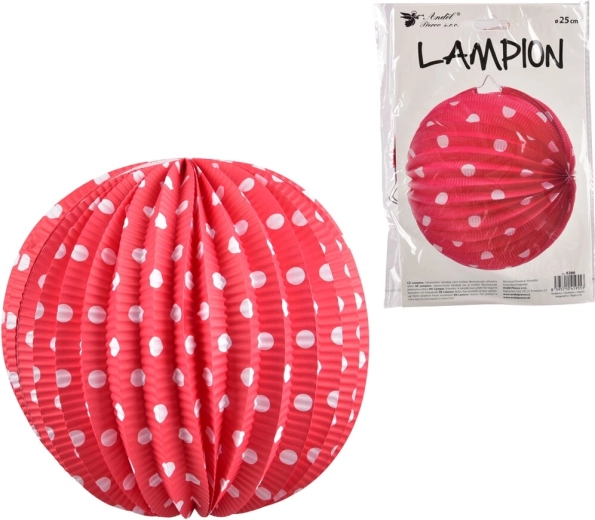 Paper lantern with pink polka dots 25 cm