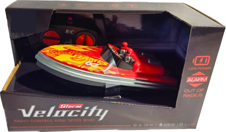 R/C kiirpaadi Velocity Storm 1:16 2,4 GHz punase leegi disainiga