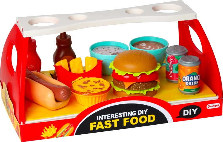 Laste kiirtoidu komplekt – hamburger ja hot dog lisanditega