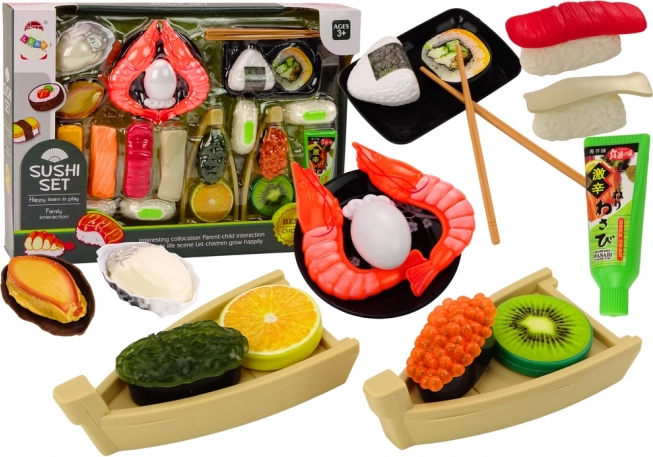Laste sushi komplekt tarvikutega, krevetid ja mereannid, 24 osa