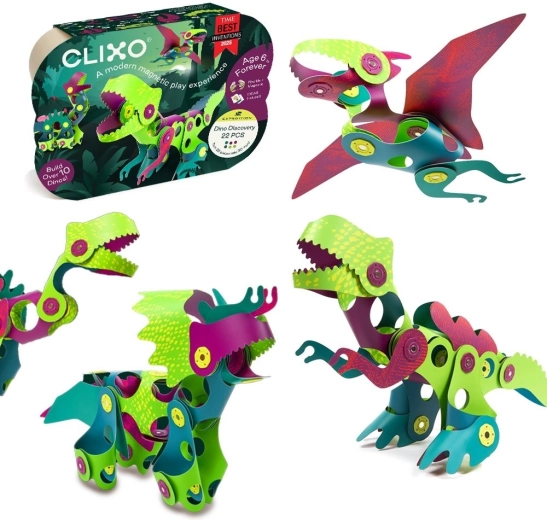 Clixo dinosaurused – 22 magnetdetailiga komplekt