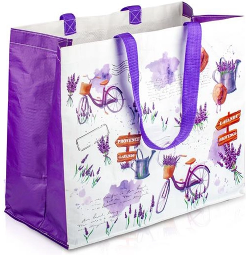 Lavendliga motiiviga ostukott 43 × 37 × 21,5 cm