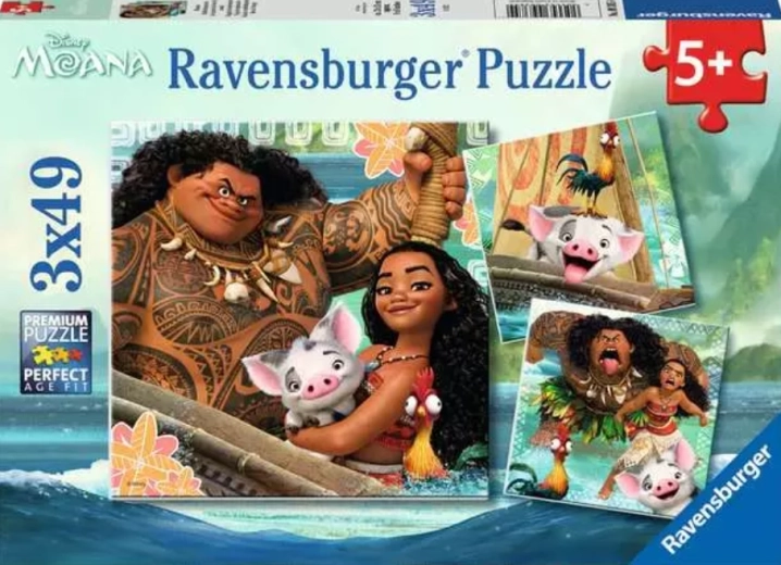 Ravensburger puzzle Brave Moana: Born to Travel 3×49 pieces