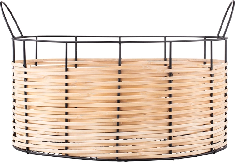 Metallist hoiukorv naturaalse punutisega 40 × 26,5 × 24,5 cm