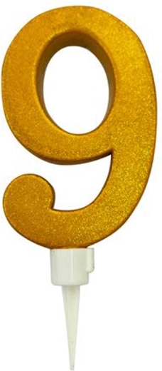 Cake candle number 9 gold 16 cm
