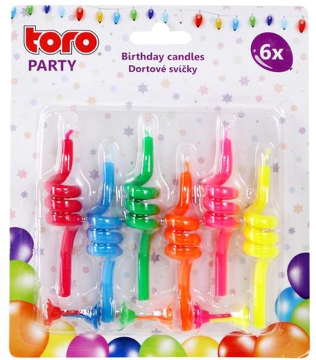Spiral cake candles with base 8.8 cm, 6 pcs